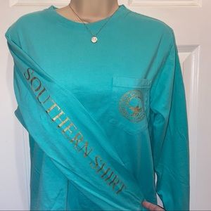 SOUTHERN SHIRT CO FOIL PRINT LOGO POCKET LONG SLEEVE SMALL